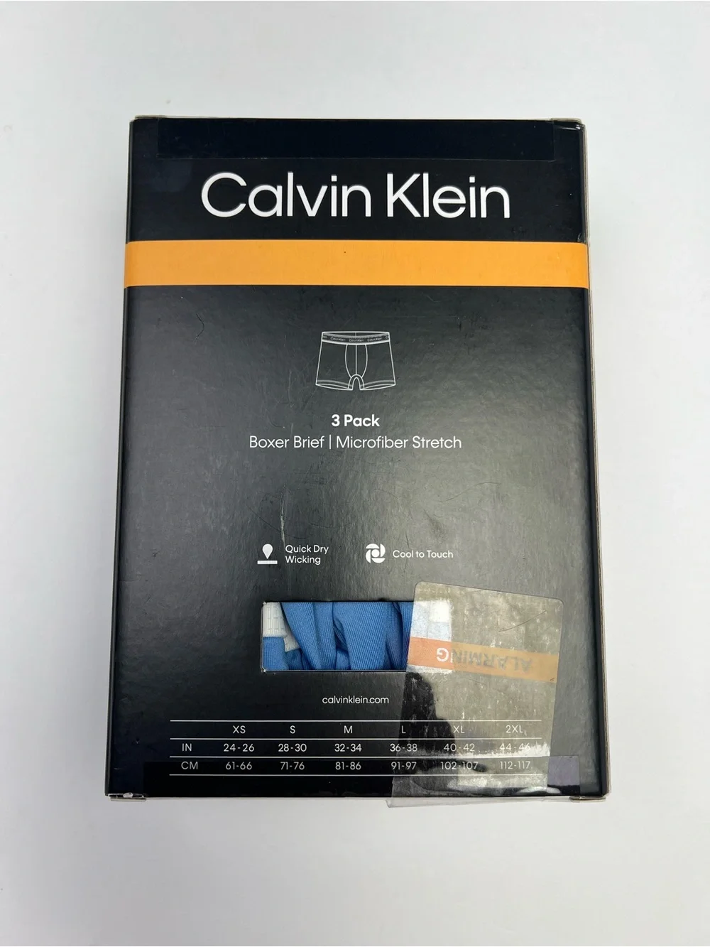 Calvin Klein 3 Pack Microfiber Stretch Boxer Briefs Blue Black Men XL Polyester